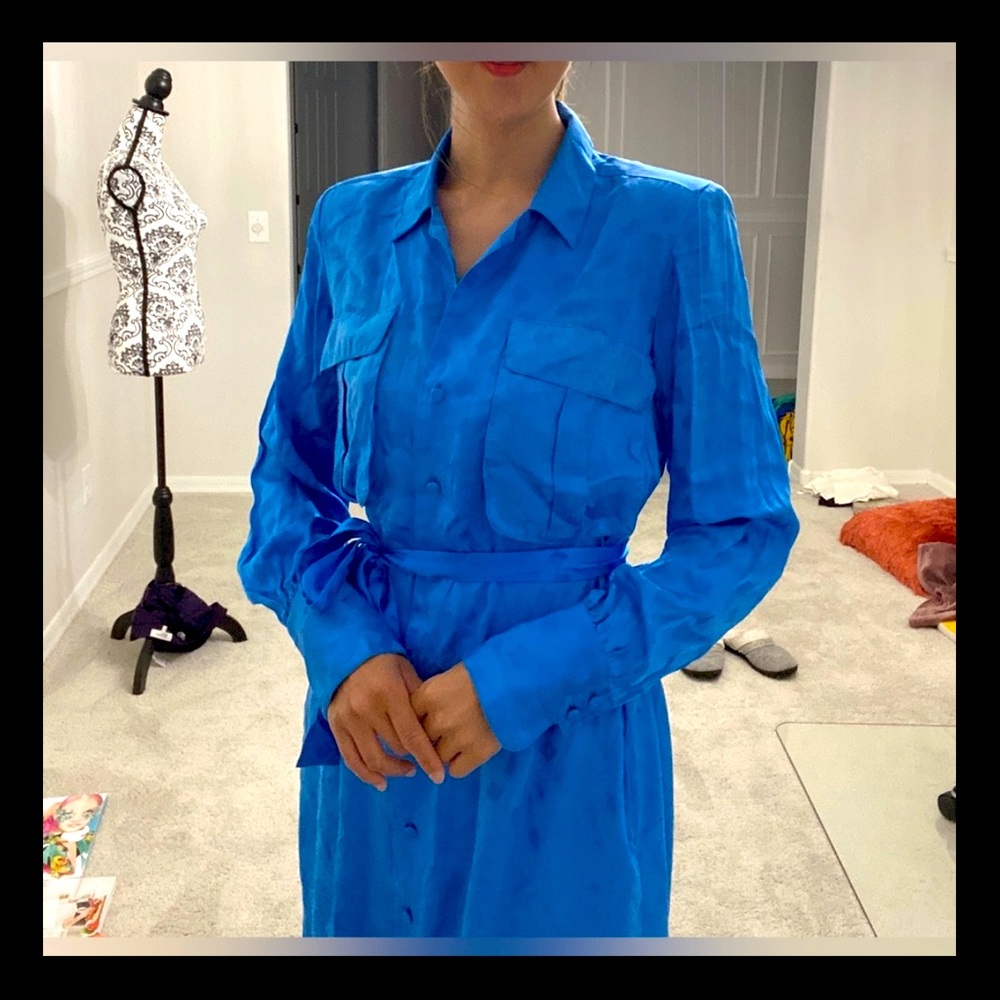 Elegant Blue Long Sleeve Dress